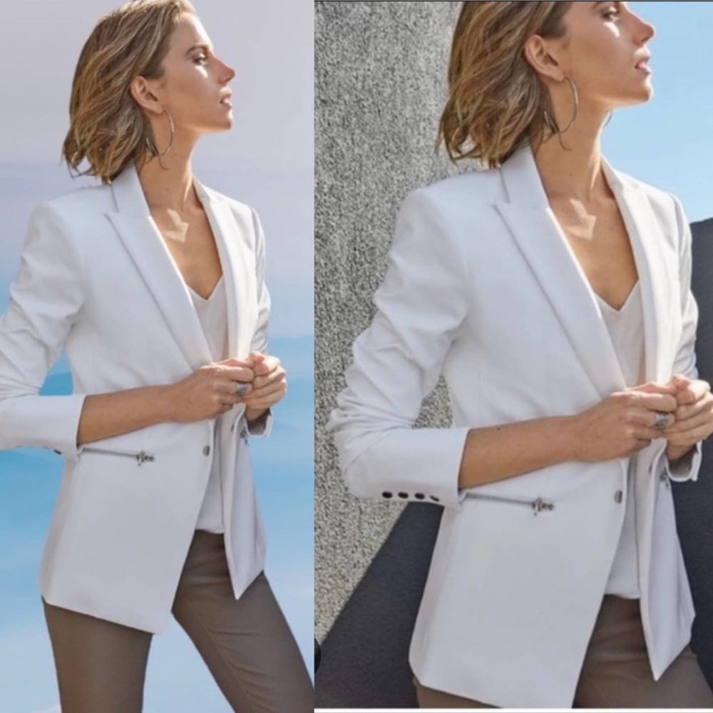 Veronica Beard White Scuba Schoolboy Dickey Jacket 4